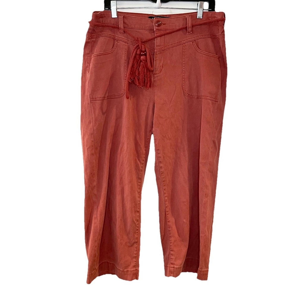 LIVERPOOL LOS ANGELES Kendall Bead Tassel‎ Rope Belt Stretch Crop Pant Rust 14